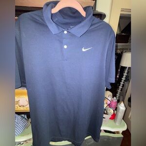 Nike Men's Dark Navy Polo with White Swoosh